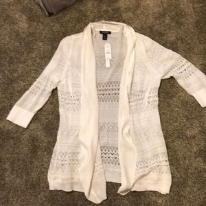 White cardigan, White House Black Market, XL, NWT